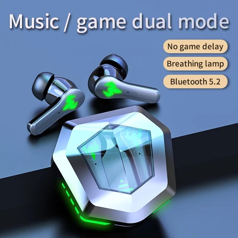 Low Latency Wireless Bluetooth Game Earphones with Colorful Lights. Non-Digital Display, Gaming Headphones