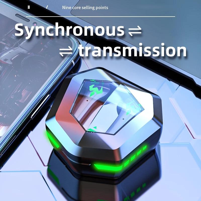 Low Latency Wireless Bluetooth Game Earphones with Colorful Lights. Non-Digital Display, Gaming Headphones