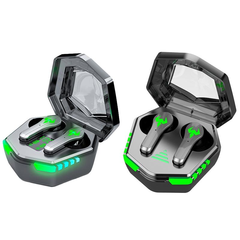 Low Latency Wireless Bluetooth Game Earphones with Colorful Lights. Non-Digital Display, Gaming Headphones