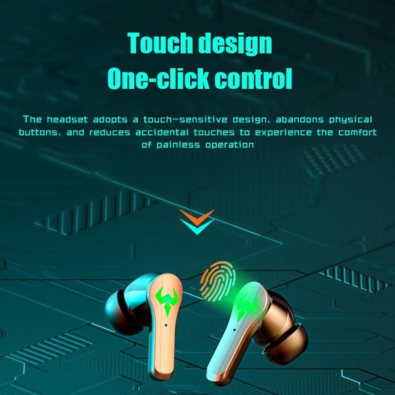 Low Latency Wireless Bluetooth Game Earphones with Colorful Lights. Non-Digital Display, Gaming Headphones