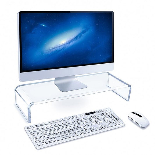 Set of 2 Acrylic Desktop Monitor Stands – Clear Riser for Screens, Laptops & Printers – Space-Saving Ergonomic Design