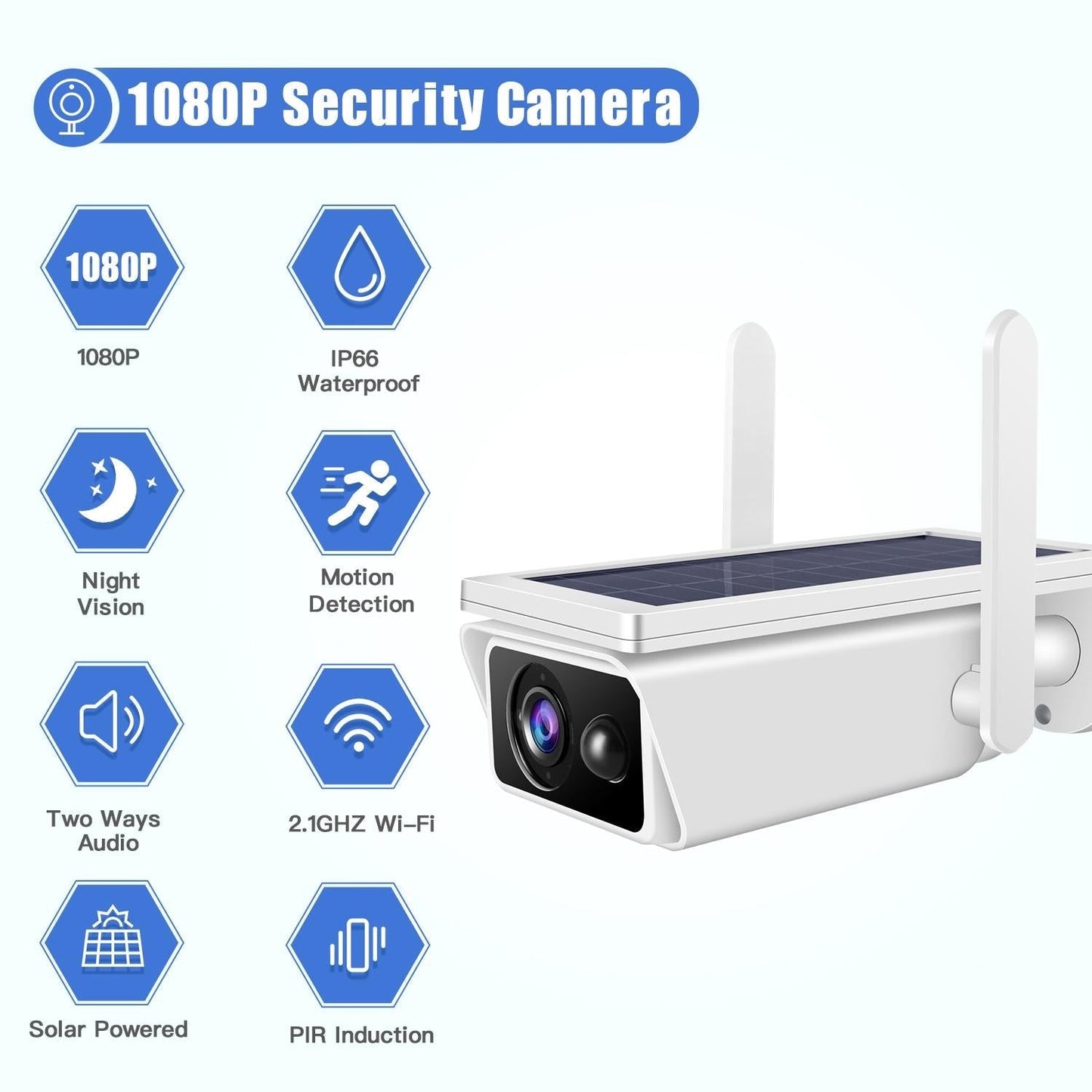 Solar-Powered 1080P WiFi Security Camera – Night Vision & Two-Way Audio Outdoor Surveillance