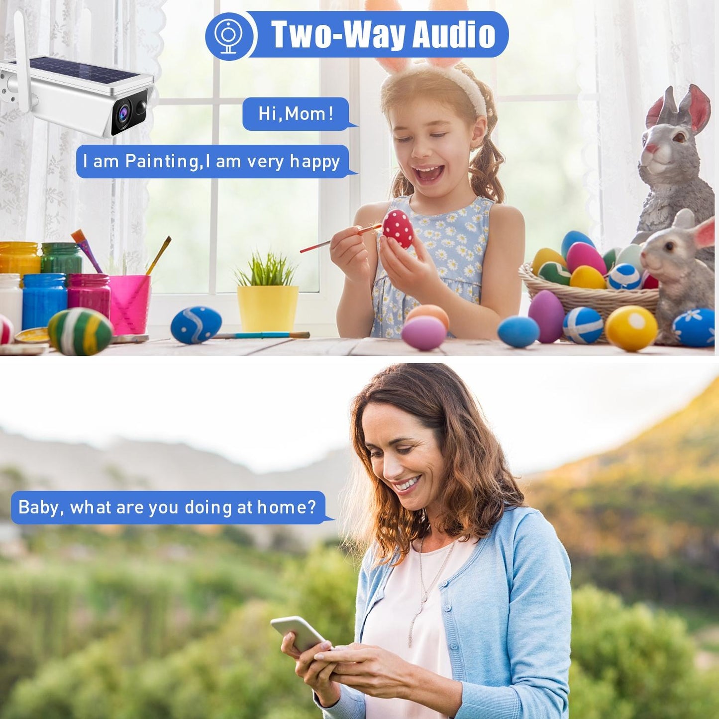 Solar-Powered 1080P WiFi Security Camera – Night Vision & Two-Way Audio Outdoor Surveillance