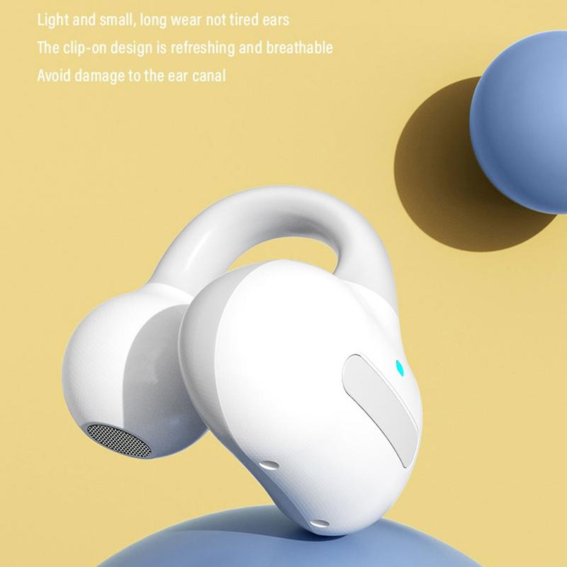 Touch Control Bone Conduction Bluetooth Earphones with Charging Case – Pink Ear Clip Design