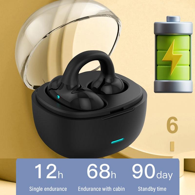 Touch Control Bone Conduction Bluetooth Earphones with Charging Case – Pink Ear Clip Design