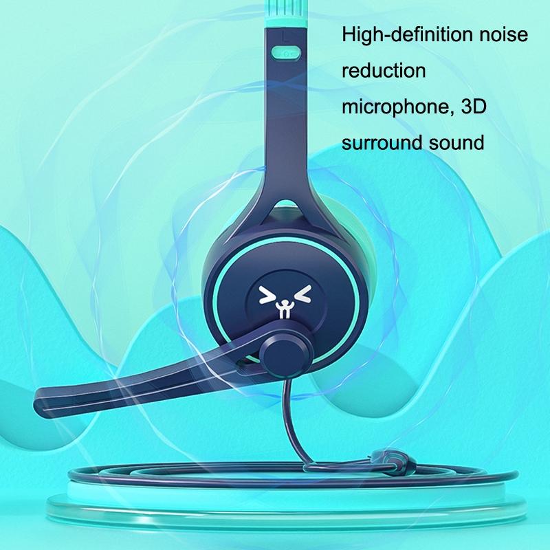 3.5mm Online Class Headset – Blue & Orange, Noise Cancelling, Microphone, Comfortable Fit