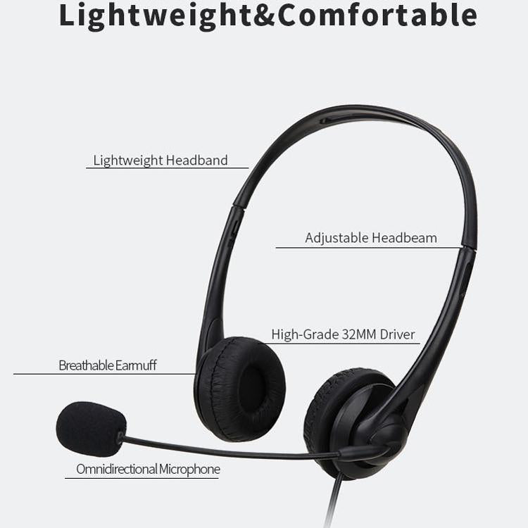 "USB Dual-Ear Headset with Mic – Ideal for Students, Teaching & Office Use, Noise Cancelling, Comfortable Fit