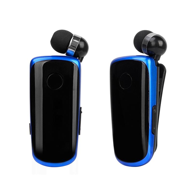 Wireless Bluetooth In-Ear Earphone with Vibrating Alert & Hands-Free Clip – Single-Ear Headset (Blue)