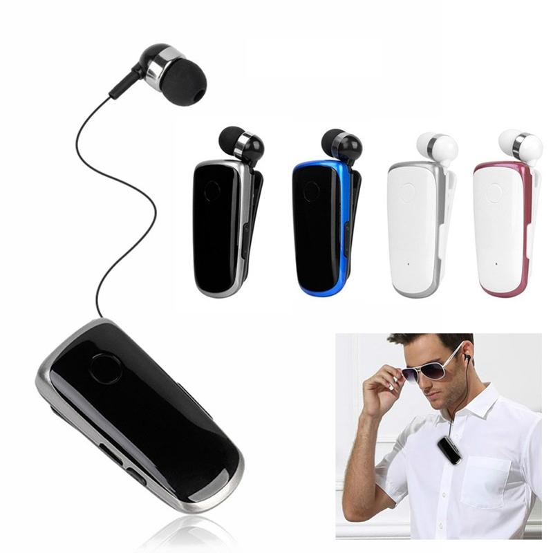 Wireless Bluetooth In-Ear Earphone with Vibrating Alert & Hands-Free Clip – Single-Ear Headset (Blue)