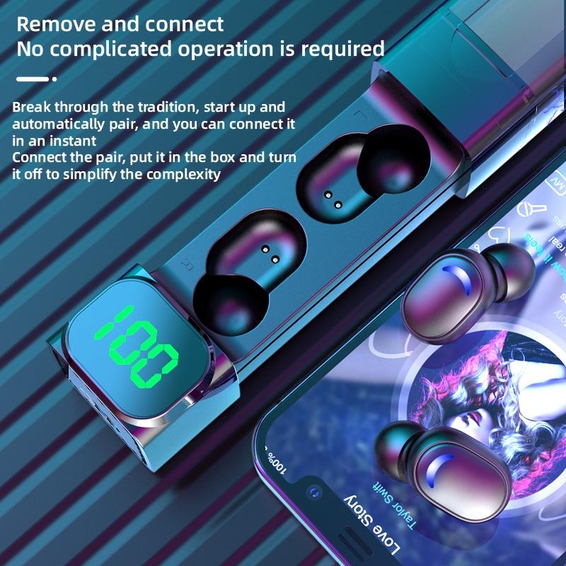 Intelligent Bluetooth Earphones with Digital Display – TWS Wireless In-Ear Headphones (Colorful Design)