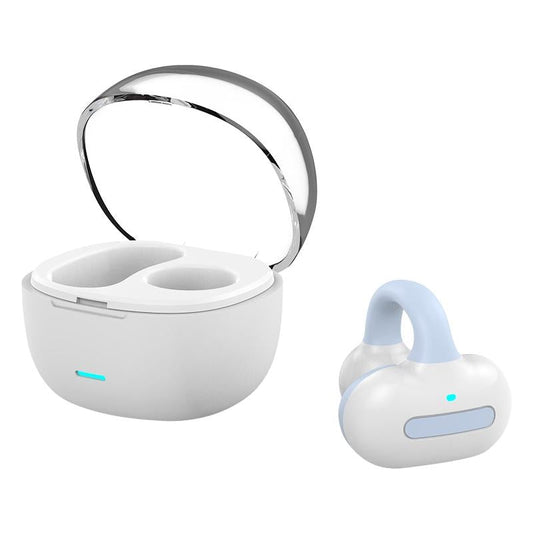 Touch Control Bone Conduction Bluetooth Earphone – Ear Clip Design with Charging Case (Blue)