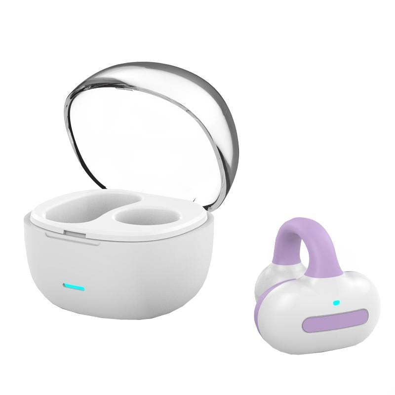 Touch Control Bone Conduction Bluetooth Earphone – Ear Clip Design with Charging Case (Blue)