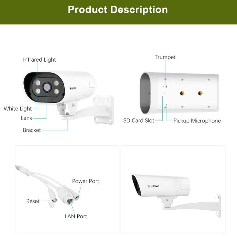 4MP Waterproof Bullet Security Camera – Night Vision, IP66 Weatherproof, HD Surveillance for Outdoor/Indoor Use