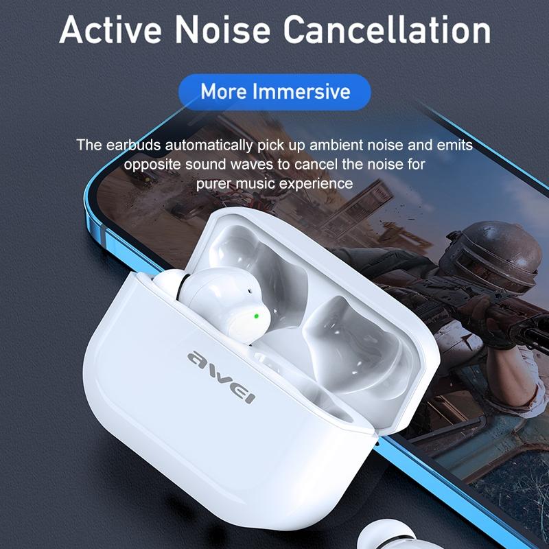 TA1 TWS Waterproof Bluetooth 5.0 Headset – ANC Noise Cancelling, Charging Case, Long Battery Life, Secure Fit