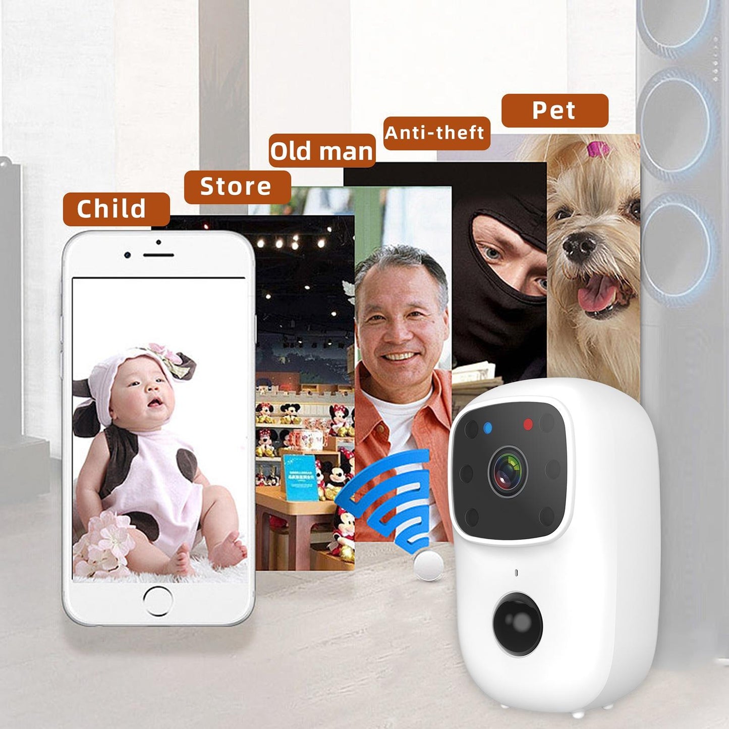 Low-Power Battery-Powered Security Camera – PIR Motion Detection, Two-Way Intercom, Wireless Surveillance