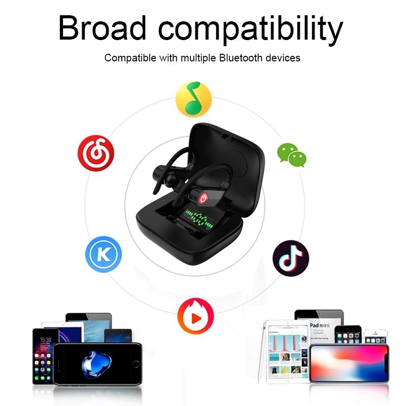 Q83 Wireless Sports Bluetooth Earphones with Charging Box – Sweatproof, Clear Sound, Long Battery Life