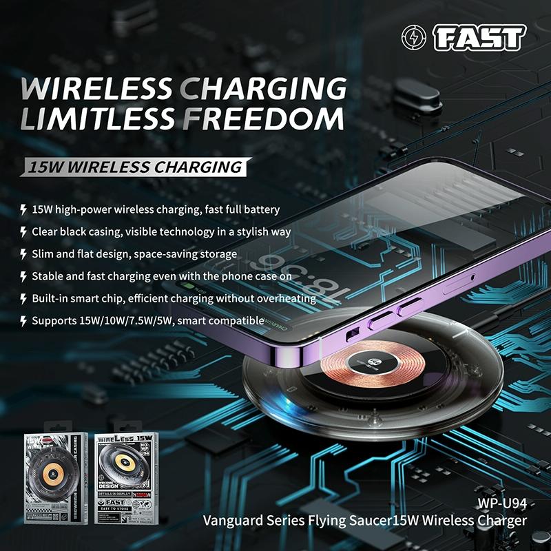 15W Desktop Wireless Charger with Sleek Design | Fast Qi Charging Pad for Phones & Devices