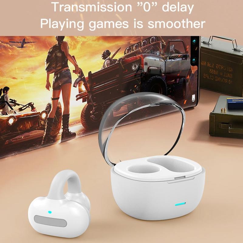 Touch Bone Conduction Bluetooth Earphone – Ear Clip Design with Charging Case, Wireless Headset, Purple