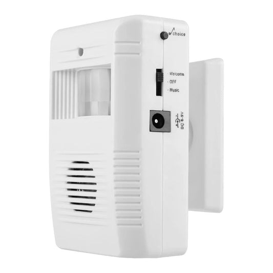 Electronic Infrared Motion Sensor Doorbell – Automatic Guest Welcome Chime – Wireless Entry Alert System – White