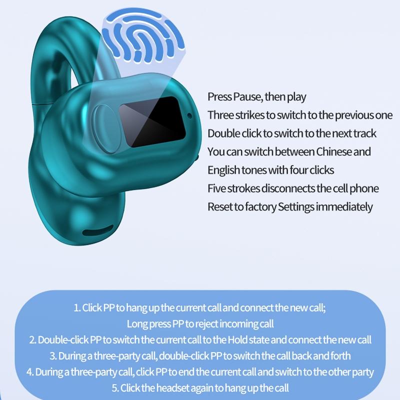 M10 Waterproof Bluetooth Earphones with Ear Clip – Secure Fit Wireless Sport Headphones