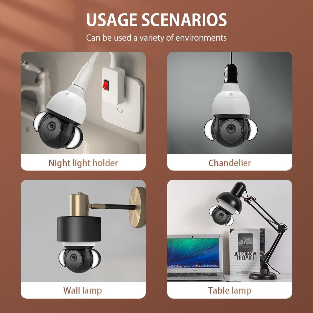 5MP E27 Floodlight Security Camera Bulb – Motion Detection, Night Vision, WiFi Smart Surveillance