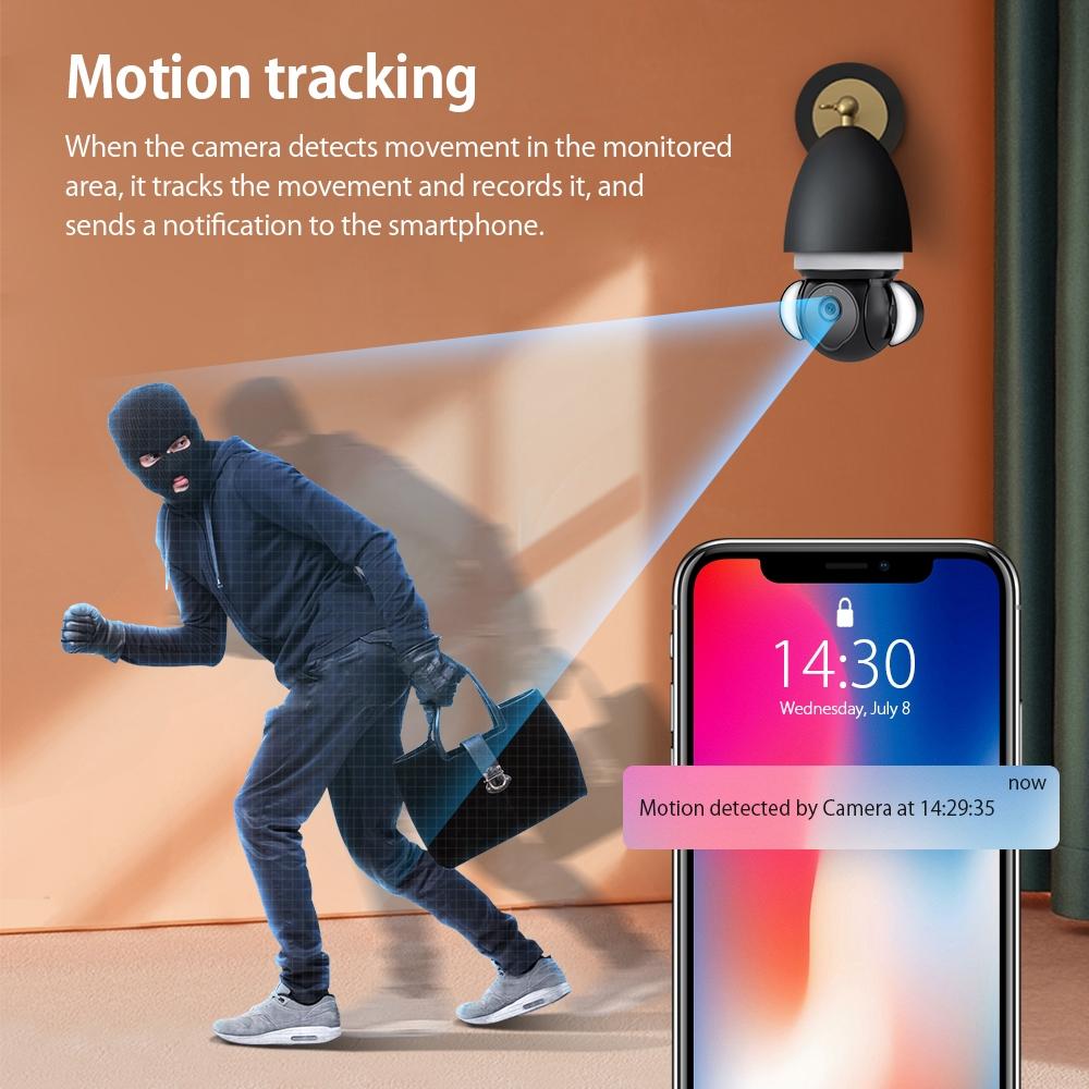 5MP E27 Floodlight Security Camera Bulb – Motion Detection, Night Vision, WiFi Smart Surveillance
