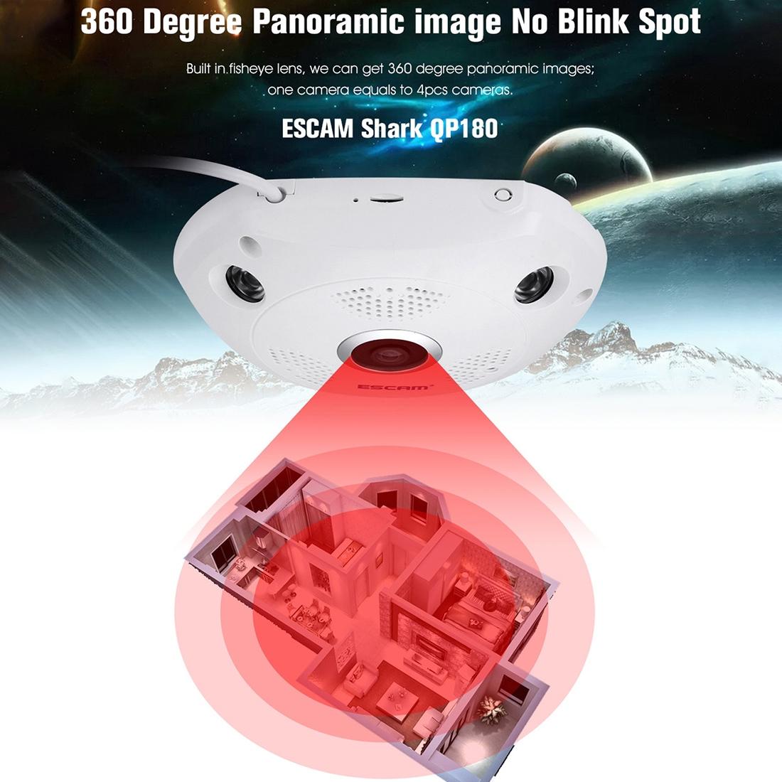 Shark 960P 360° Fisheye WiFi IP Camera – Motion Detection, Night Vision, Panoramic Security Cam