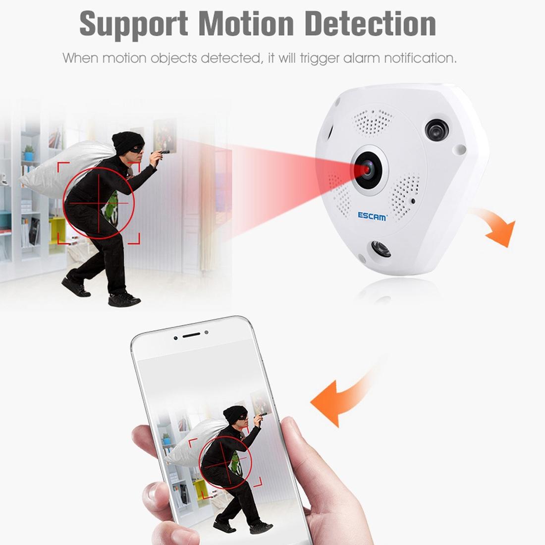 Shark 960P 360° Fisheye WiFi IP Camera – Motion Detection, Night Vision, Panoramic Security Cam