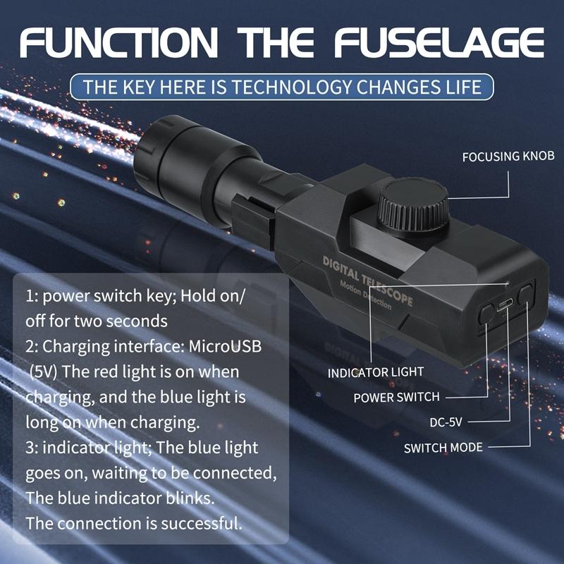 Wireless Motion Detection Monocular with Metal Tripod – 70X Zoom Magnification – Portable Smart Telescope