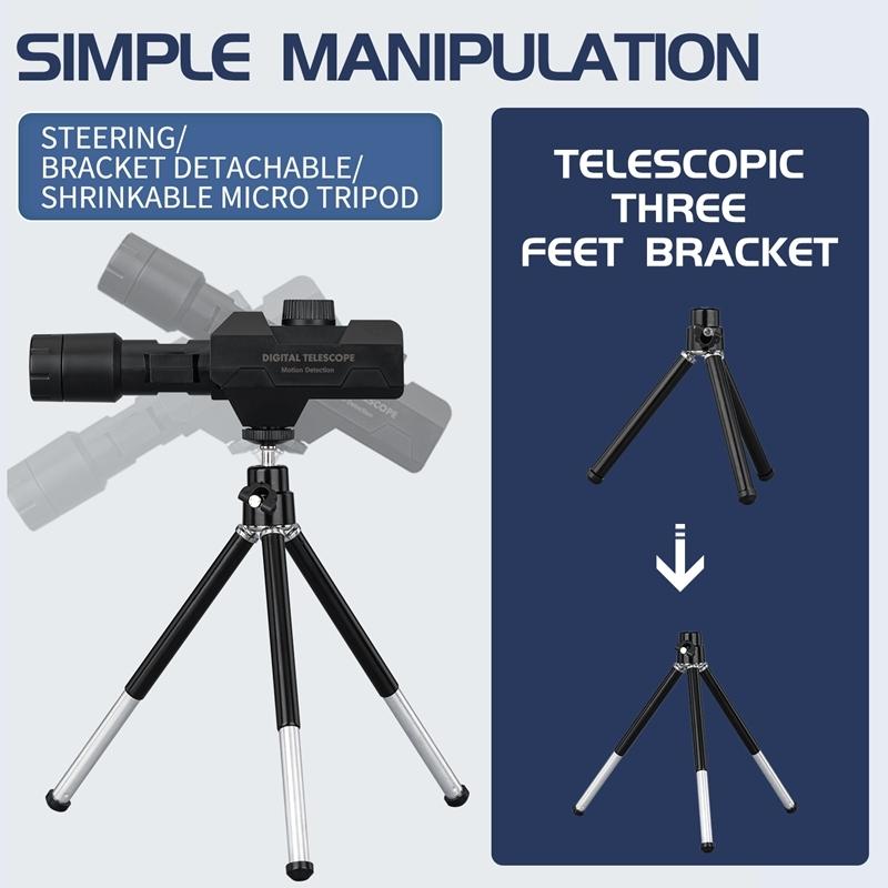 Wireless Motion Detection Monocular with Metal Tripod – 70X Zoom Magnification – Portable Smart Telescope