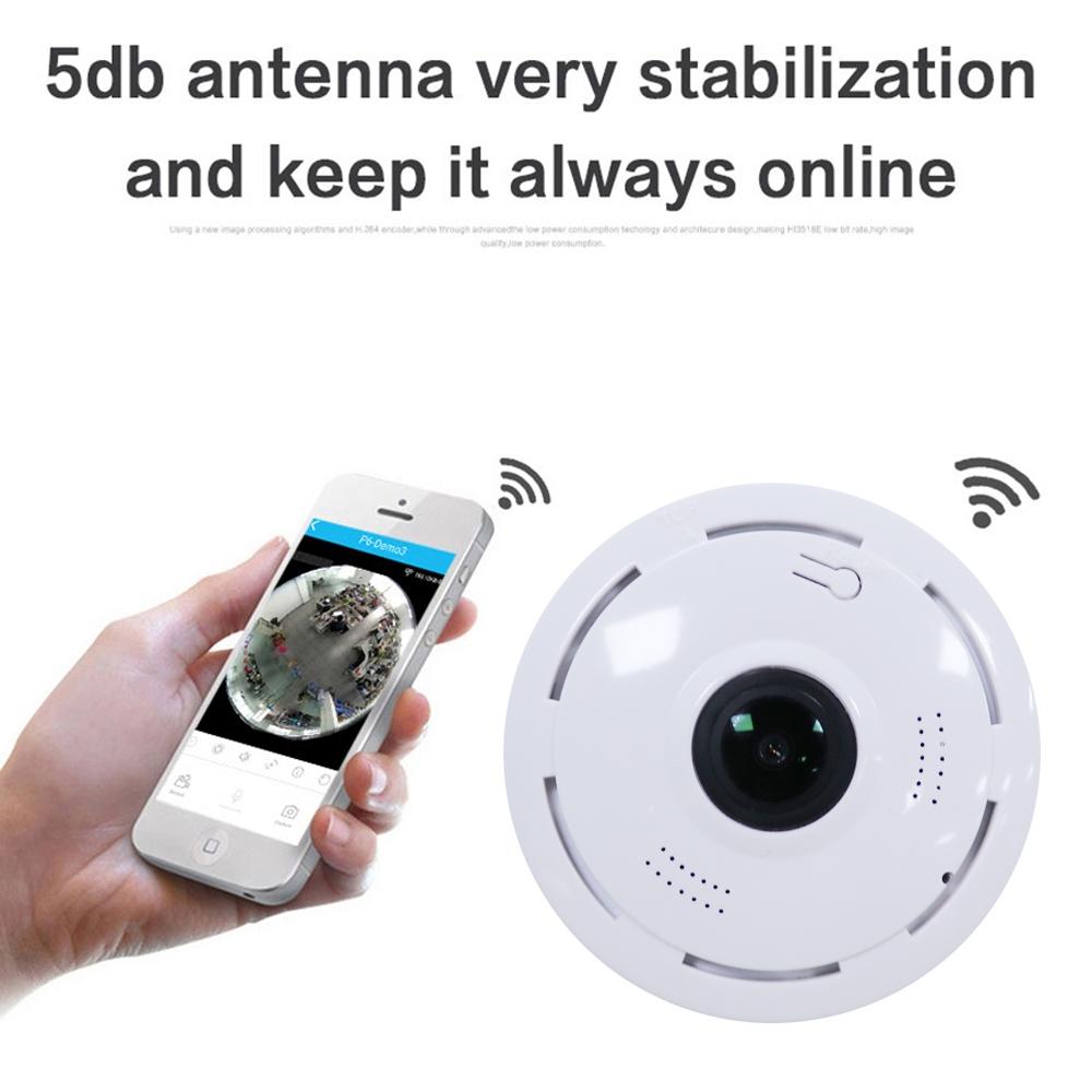 Smart Wireless WiFi IP Camera with Fisheye Wide-Angle Lens – 1.0MP, TF Card Support up to 128GB