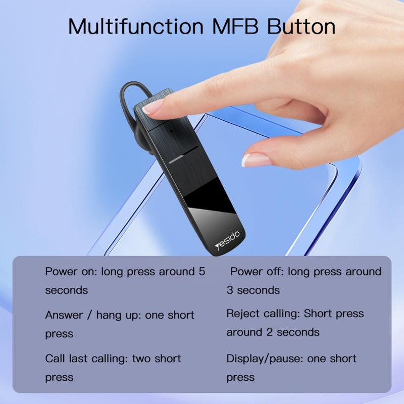 Unilateral Wireless Bluetooth Earphone for Business – Noise Cancelling Mic, Hands-Free Calling, Long Battery Life