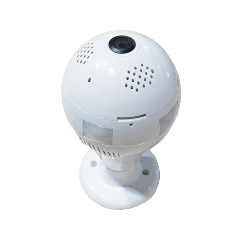 360° Light Bulb IP Camera with 1.3MP Lens – Motion Detection, Email Alarm, TF Card, App Push & 10M IR Distance
