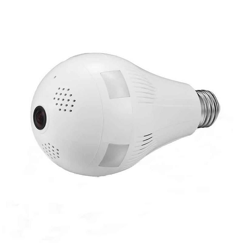 360° Light Bulb IP Camera with 1.3MP Lens – Motion Detection, Email Alarm, TF Card, App Push & 10M IR Distance
