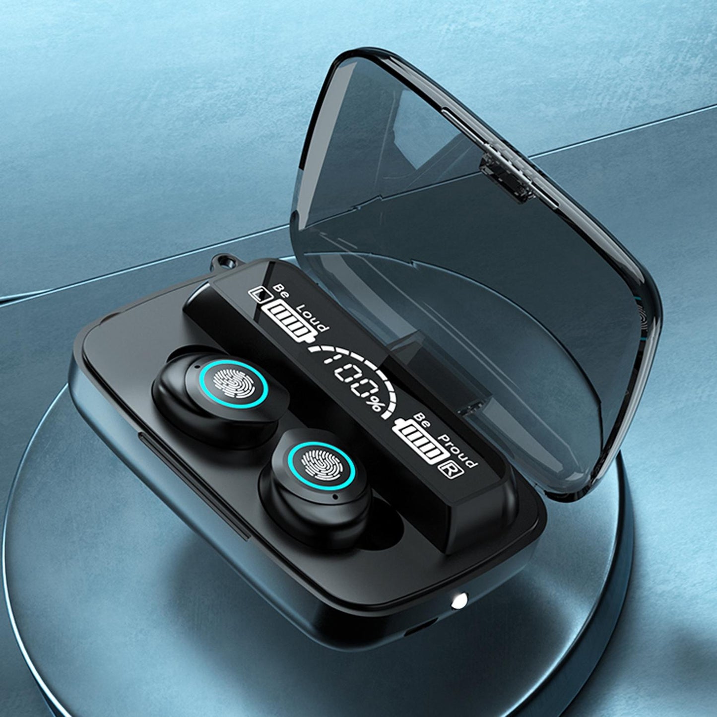 Three-Screen Bluetooth Earphones – Noise Reduction, LED Display & Hand Strap – Black