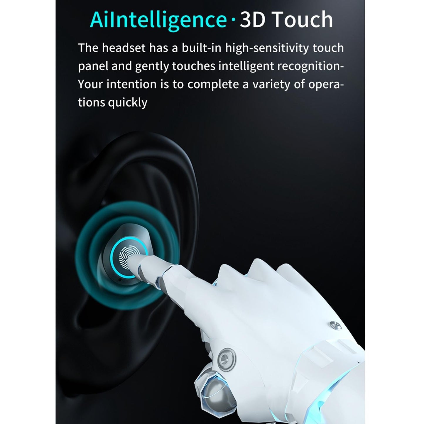 Three-Screen Bluetooth Earphones – Noise Reduction, LED Display & Hand Strap – Black