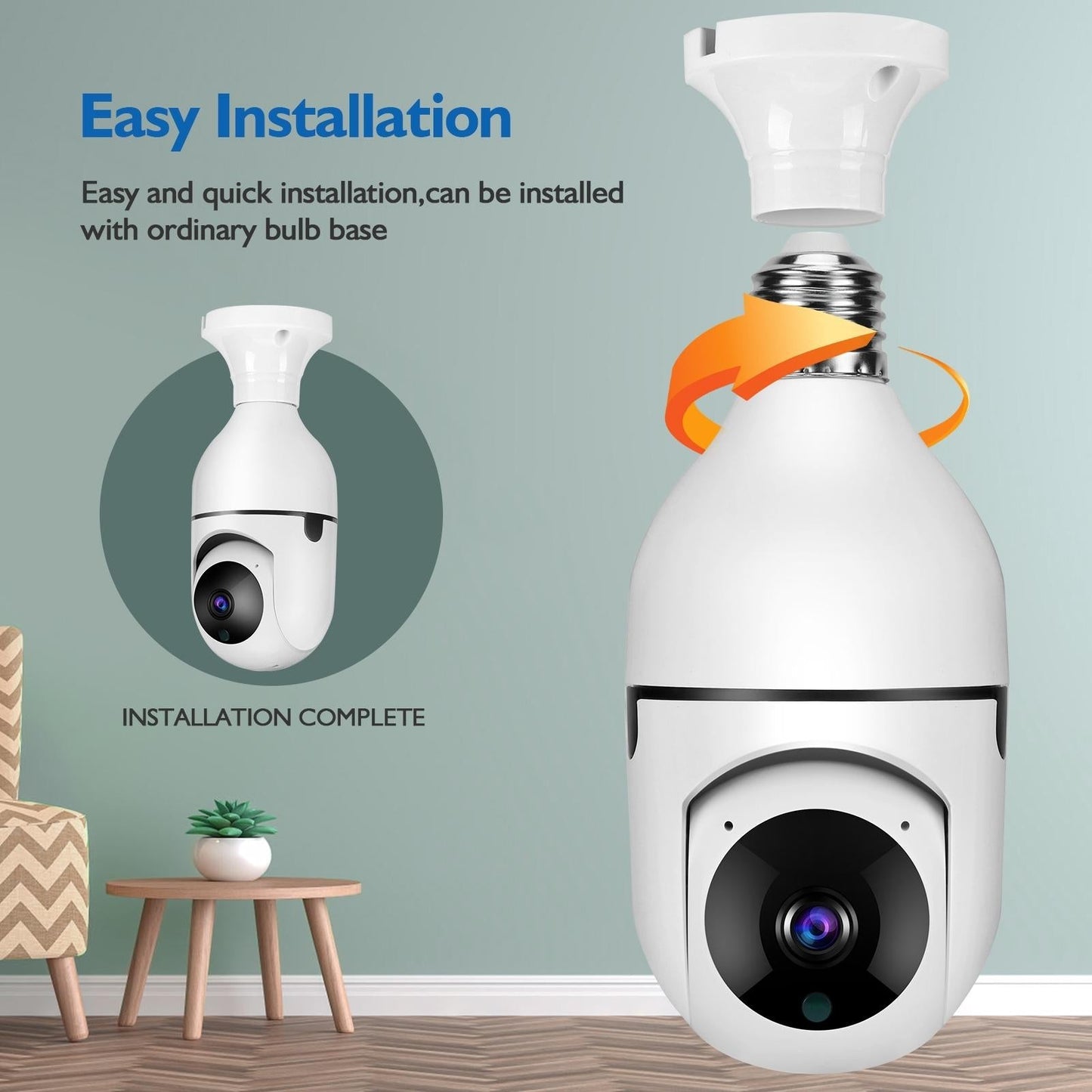 Smart Dual-Band WiFi Outdoor Light Bulb Camera – 1080P HD, Dual Light Source, Infrared Night Vision, Two-Way Audio, Motion Detection & TF Card Support
