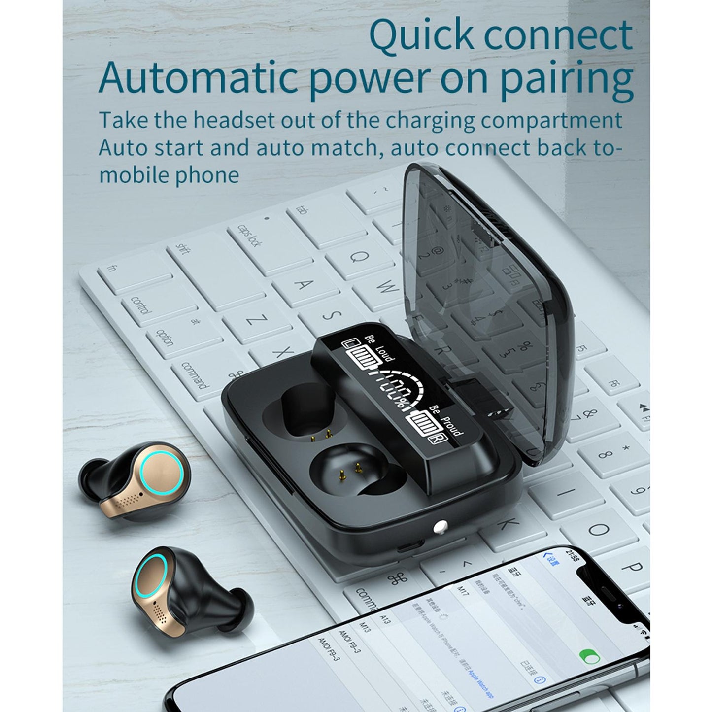 Waterproof Wireless Bluetooth 5.0 Earphones with LED Display & Charging Case