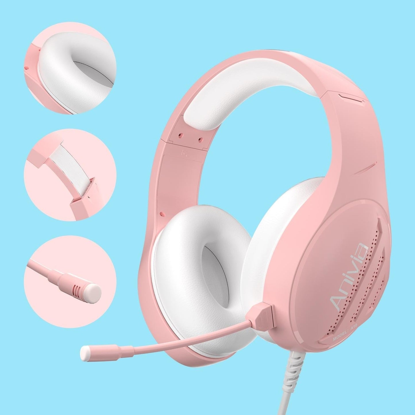 3.5mm Wired Music Headset with Mic – Pink, Clear Sound, Comfortable Fit, Universal Compatibility