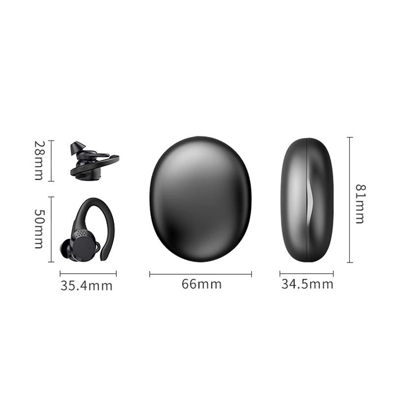 Bluetooth 5.0 Wireless Earbuds – Digital LED Display, Noise Reduction, Charging Case – Black