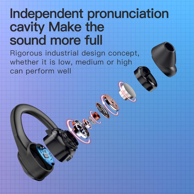 Bluetooth 5.0 Wireless Earbuds – Digital LED Display, Noise Reduction, Charging Case – Black