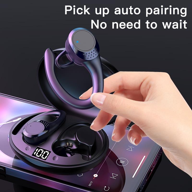Bluetooth 5.0 Wireless Earbuds – Digital LED Display, Noise Reduction, Charging Case – Black