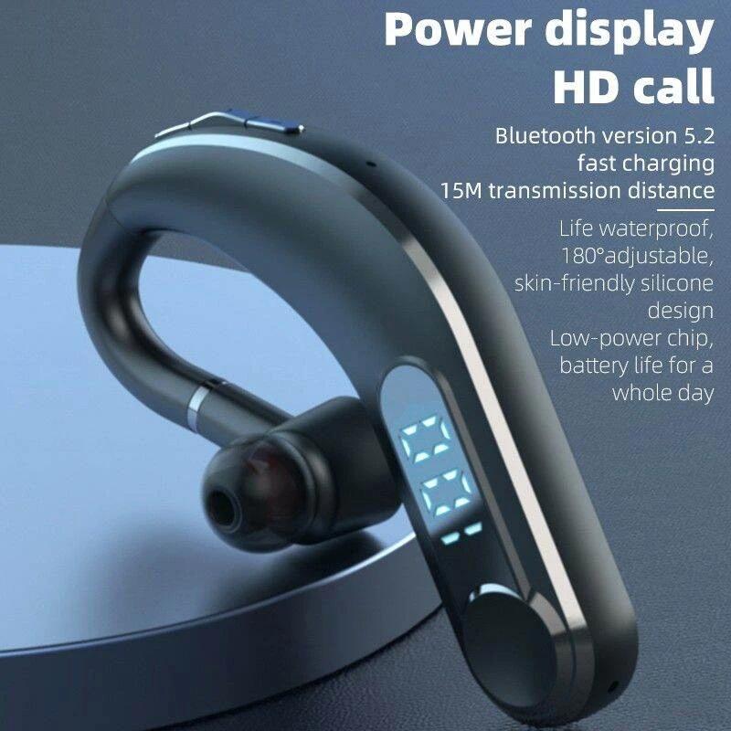 Waterproof Bluetooth Earphones – LED Display, Black, Sweatproof, Clear Sound, Long Battery Life, Bluetooth 5.0