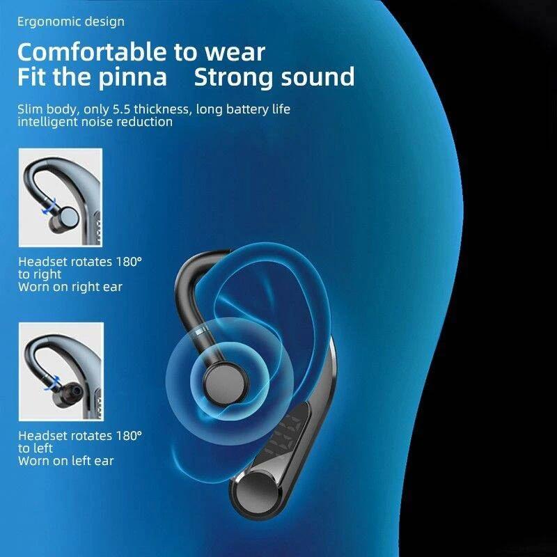 Waterproof Bluetooth Earphones – LED Display, Black, Sweatproof, Clear Sound, Long Battery Life, Bluetooth 5.0