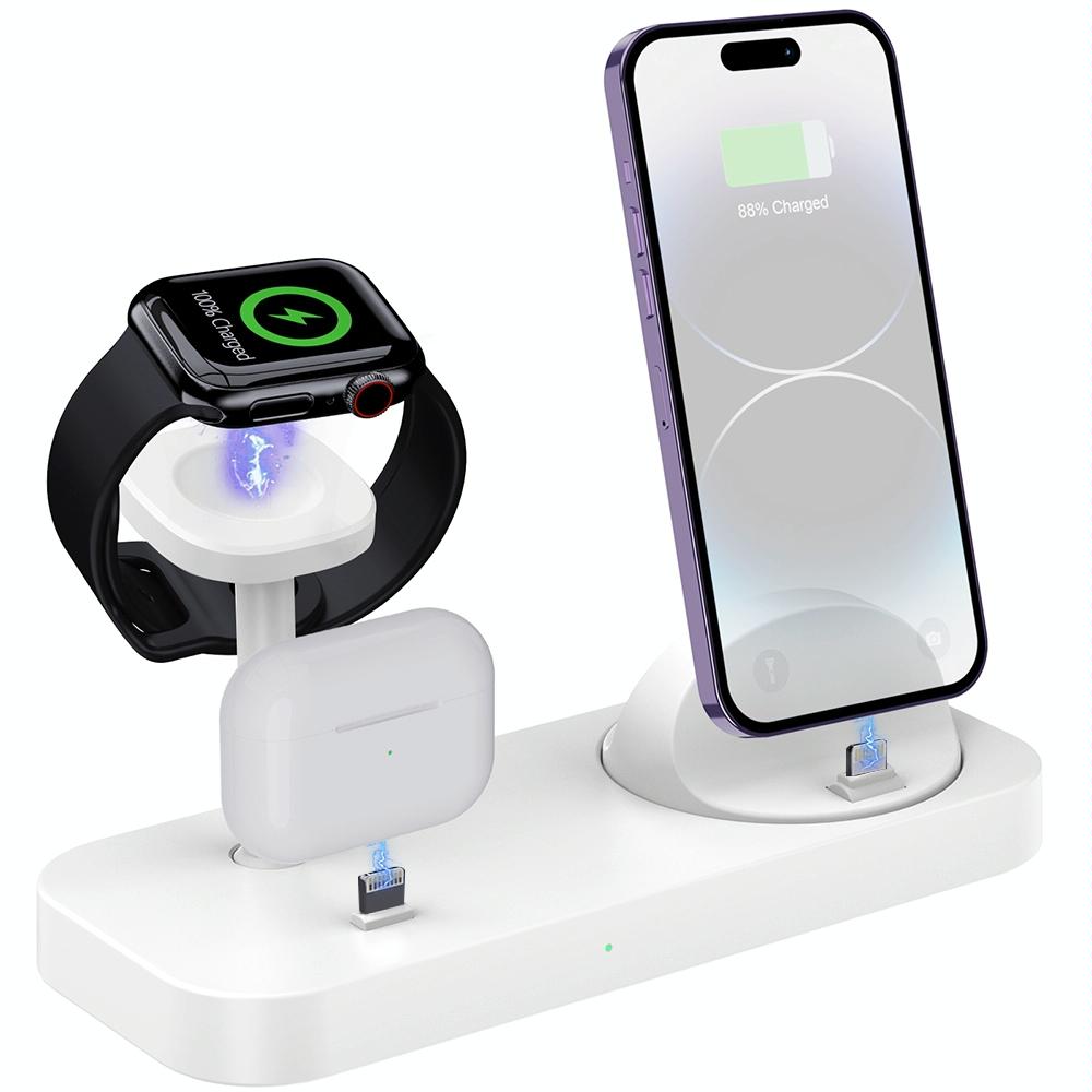 4-in-1 Charging Stand for Apple Devices – Dock Station for iPhone, Apple Watch & AirPods – White