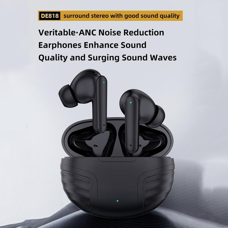 Wireless Noise-Cancelling Earbuds – Bluetooth 5.3, LED Charging Case, Hi-Fi Stereo Sound – White