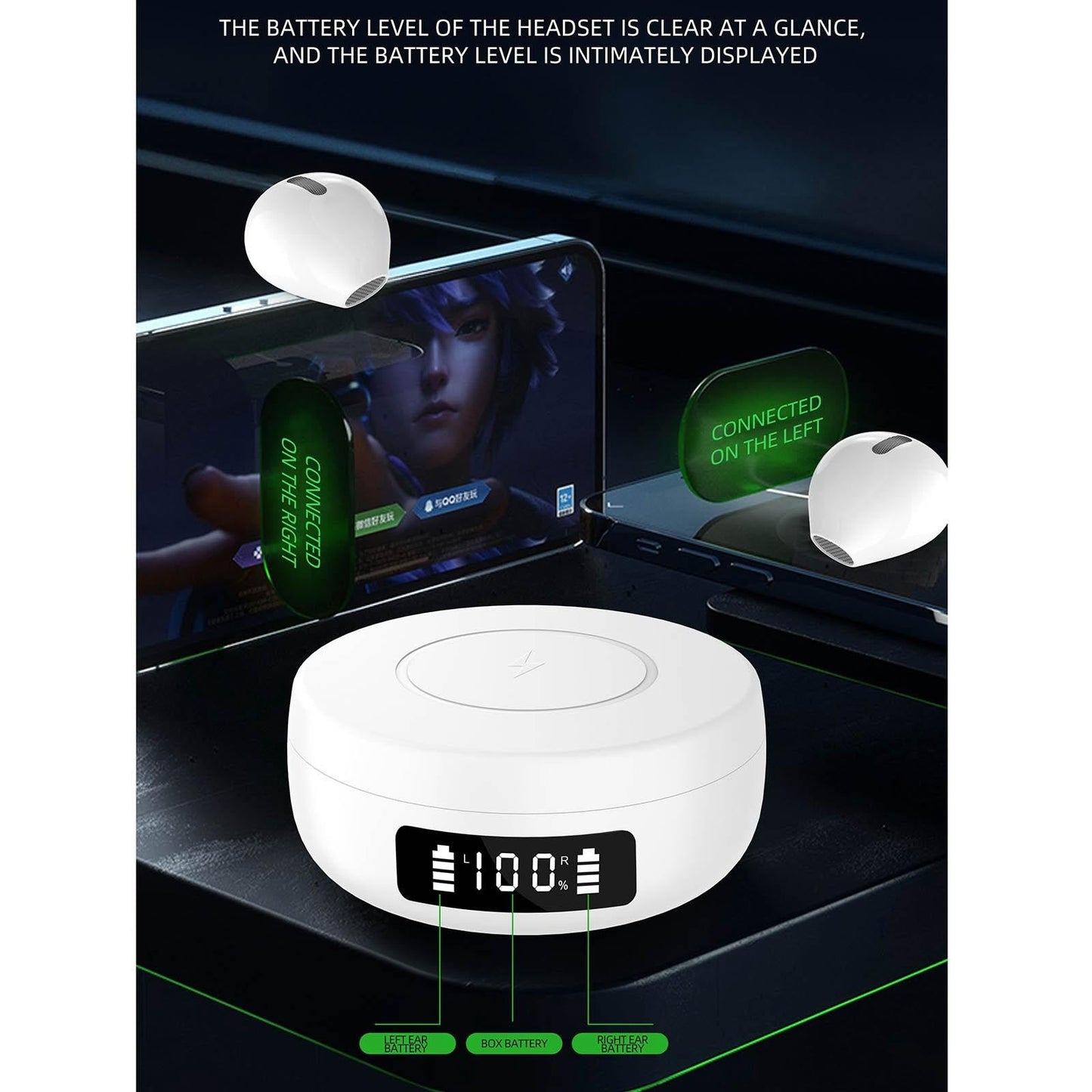 Mini TWS Wireless Bluetooth Earphones with Noise Reduction & Digital Display – Black, In-Ear Earbuds for Music & Calls