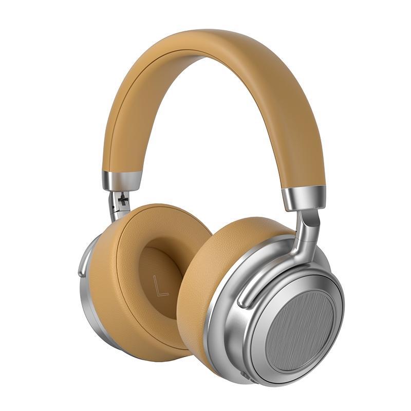 Retro Wireless Bluetooth Headset – Metal Head-Mounted Design, Silver & Brown for Stylish Audio Experience