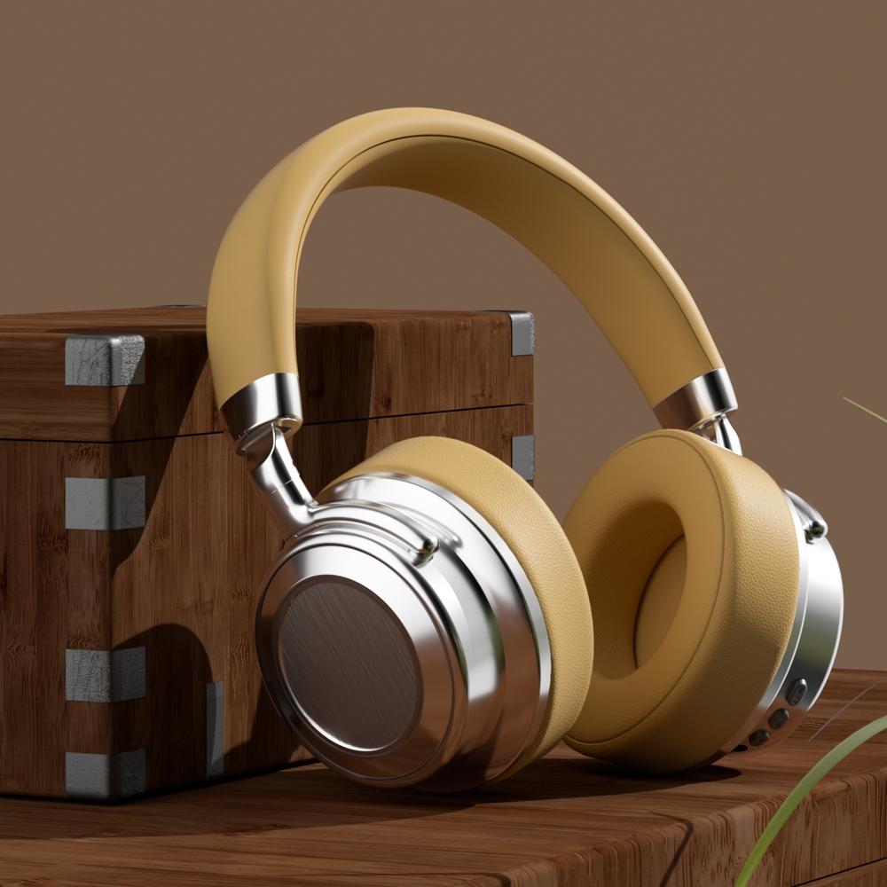Retro Wireless Bluetooth Headset – Metal Head-Mounted Design, Silver & Brown for Stylish Audio Experience