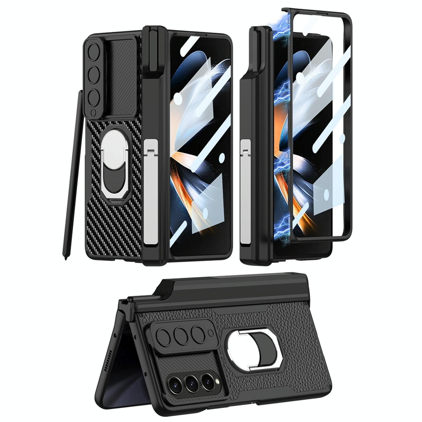 Magnetic Armor Carbon Fibre Case for Samsung Galaxy Z Fold4 5G – Full Coverage Protection